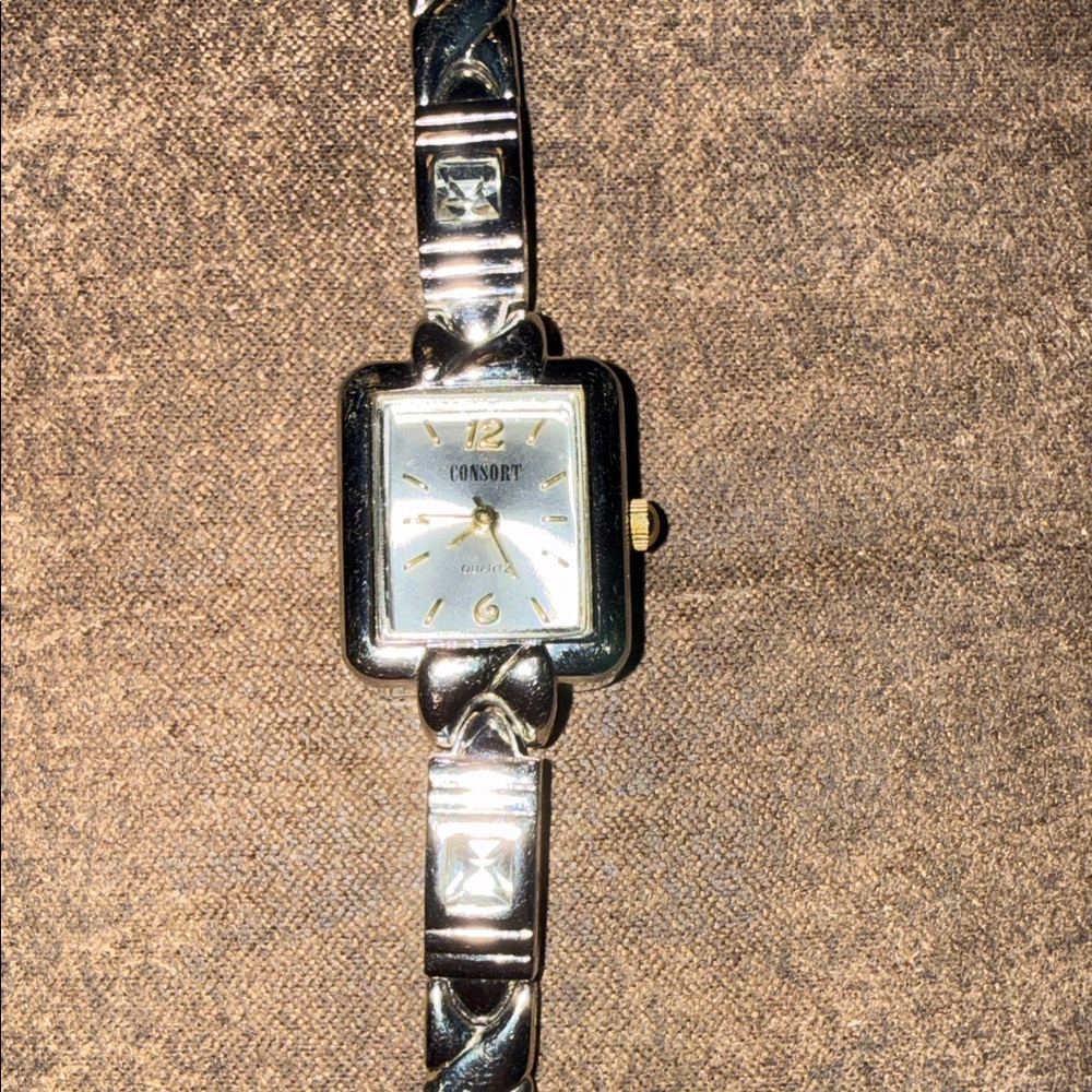 Vintage Silver and Gold-Tone Women's Square Dial Bracelet Watch